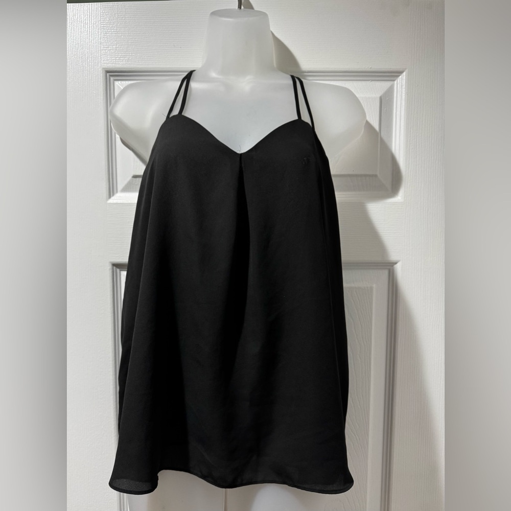 Metaphor Black Double Strap Flowy Cami Top Women’s Sleeveless Blouse (Size M)